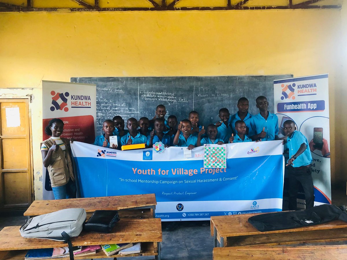 JustinAuraa's tweet photo. We wrapped up our in-school campaign on sexual harassment &amp; consent in @GatsiboDistrict, visiting GS Rubona &amp; GS Nyakagayaga. Students engaged deeply, and we introduced our #FunHealth Game to promote youth well-being. #EndGBV
#AskFirst
#SayNoToHarrassment https://t.co/dtzU7DUbCv