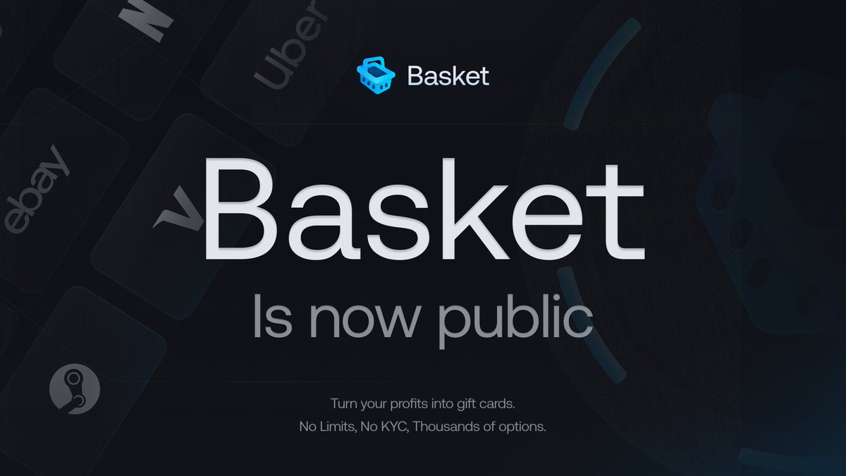 Basket.gg is now public
╰ Convert your profits into gift cards.

• 0% Fees
• No limits 
• No KYC. Ever.
• Industry leading UX
• Signup → Purchase In <60s
• 3500+ Brands across 35+ Countries
• Airdrop-eligible Referrals, Points, Ranks

1/5