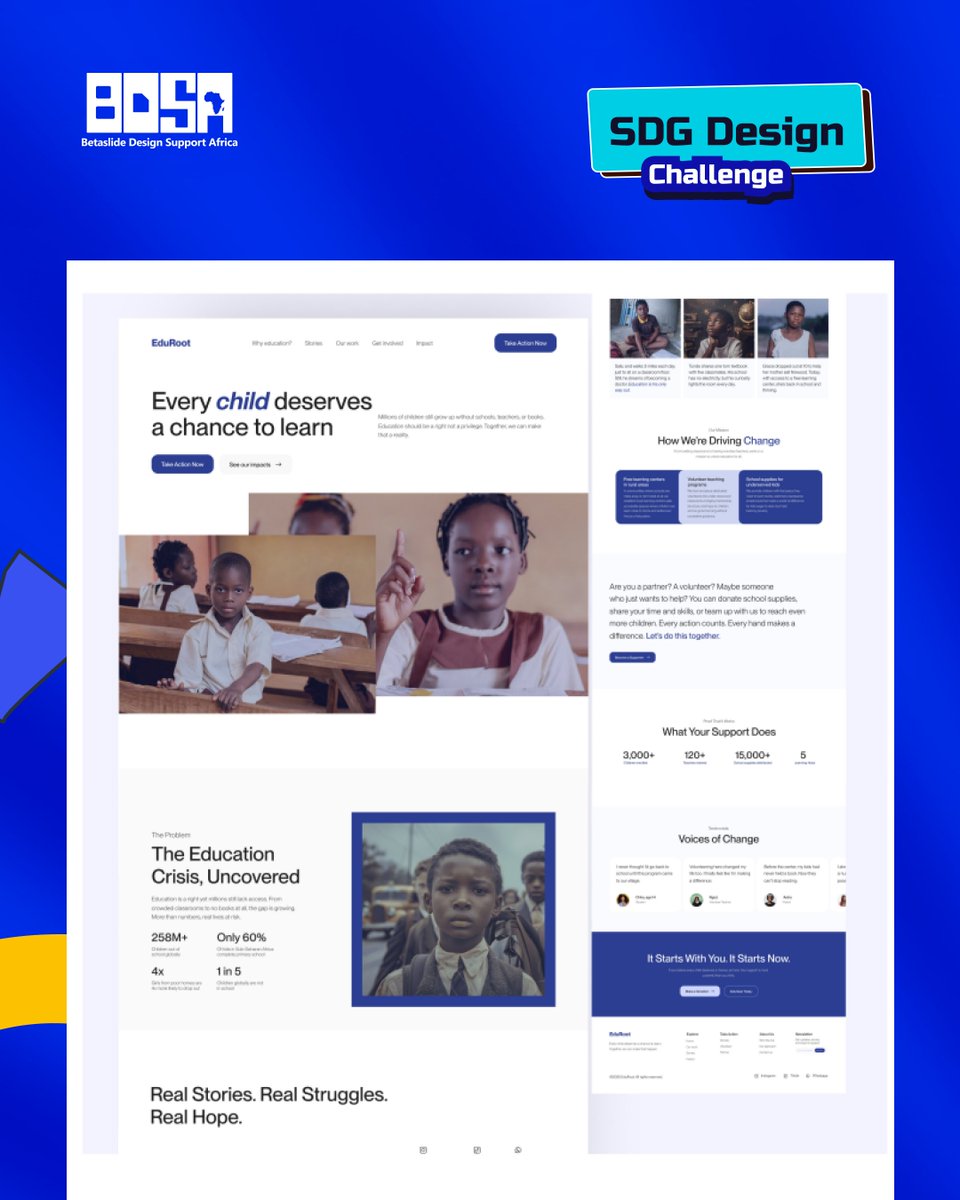 betaslides_'s tweet image. Designer Spotlight: Damilola Adelaja
In her SDG Design Challenge entry, Damilola chose SDG 4 – Quality Education, spotlighting the gap in access to learning across underserved communities.
Great job, Damilola! 🧡
#SDGChallenge  #QualityEducation #Betaslides #BDSA  #UIUXDesign