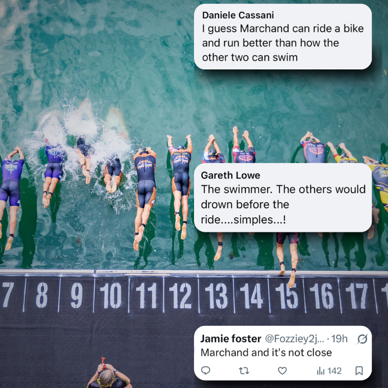 supertri_'s tweet photo. We asked the question and it's divided opinion 🤔

But who would win in a sprint event like Supertri?