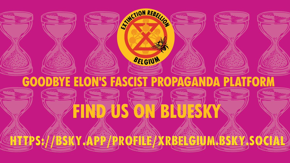 XR Belgium will no longer be participating in Elon's #fascist propaganda platform. Find us on <a href="/bluesky/">Bluesky</a> and on the streets ✊

On the 2025 summer solstice (21/06), we will stop using this account. And we strongly encourage you all to do the same.

#GoodbyeTwitter #GoodbyeElon