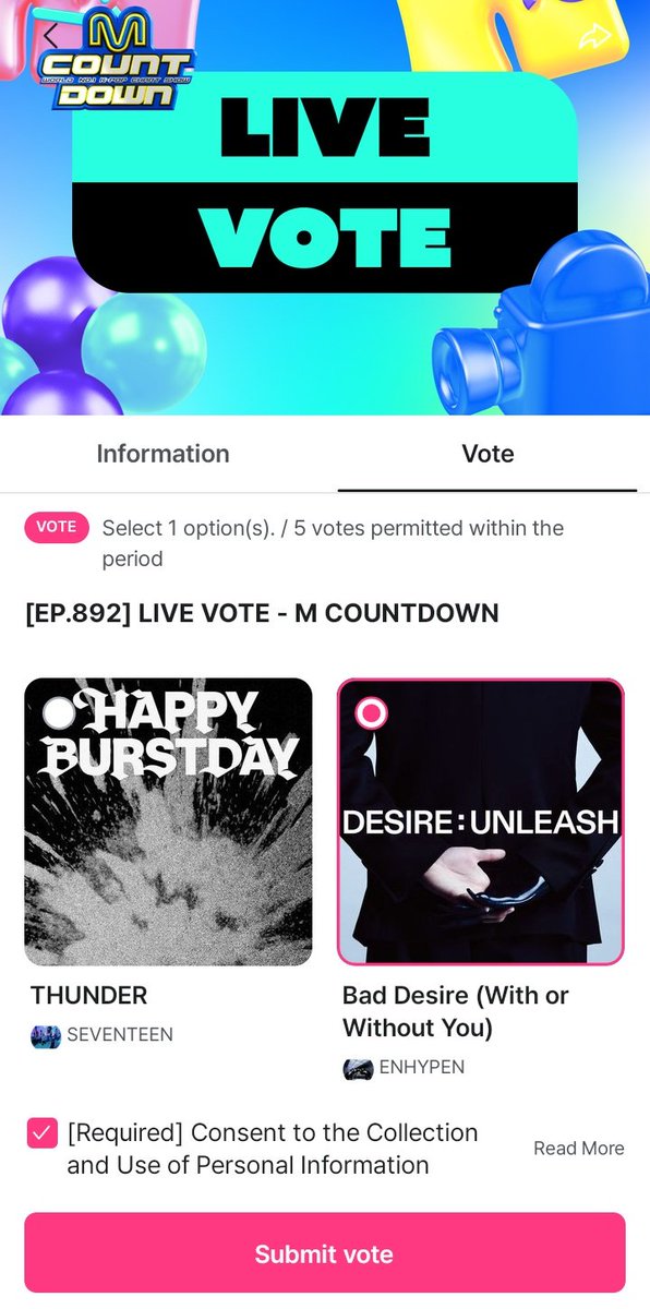 ENHYPENVT's tweet photo. [🗳️] M COUNTDOWN LIVE VOTE

M COUNTDOWN LIVE VOTE STARTS NOW!

Head to the Mnet Plus app and use all 5 votes per account NOW!

Let’s give our 100% and take that trophy home for #ENHYPEN🏆

🗳️: https://t.co/DeiyGHVC2t https://t.co/IGeLXvuWro