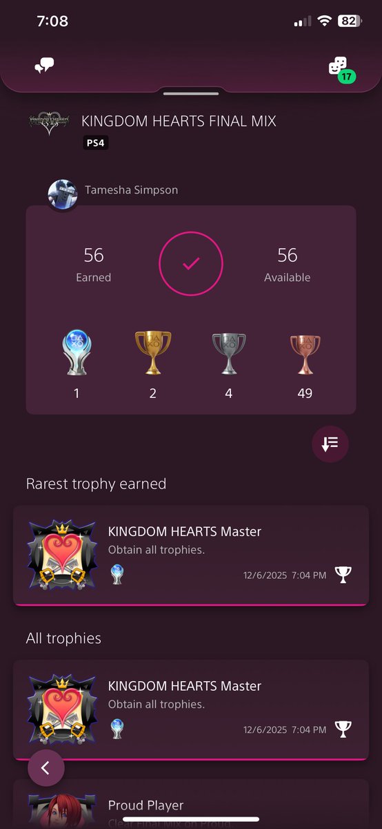 Tee_lishh's tweet photo. Kingdom Hearts Final Mix - Platinum 70

Another one ticked off my backlog. Originally played in 2021 since I loved KH when I was younger. Replayed again in 2023 but ran into some issues and lost interest. Glad to have finally picked it up and secured the plat! 🥰 https://t.co/d2hadC4O5v
