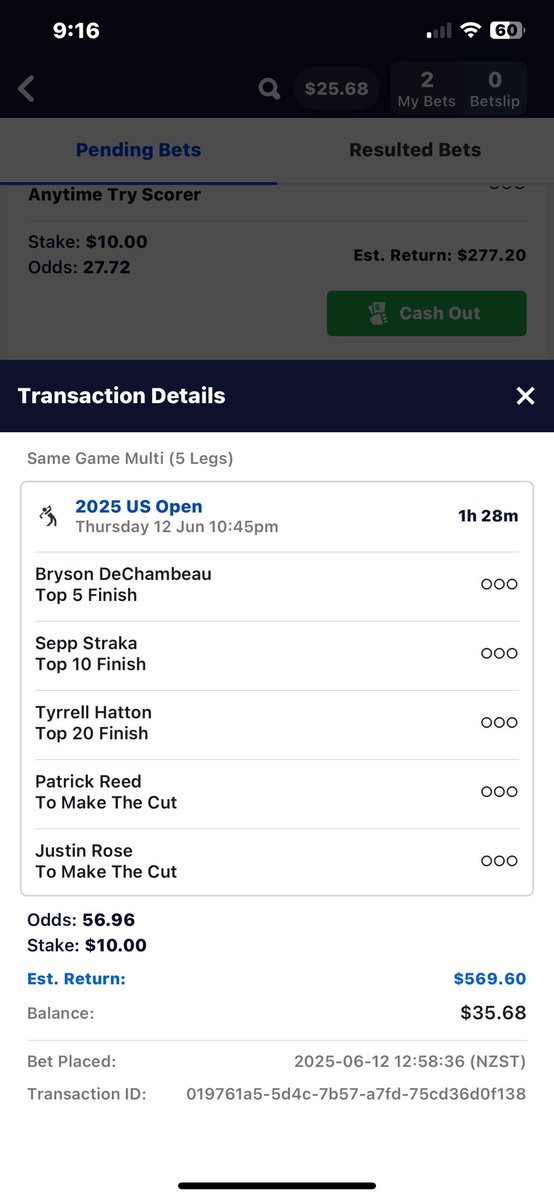 US open multi bet. 
I hope <a href="/ryanfoxgolfer/">Ryan Fox</a> goes well but didn’t want to weigh him down with my $10 on his shoulders as well