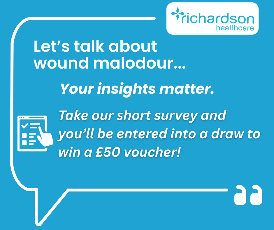 Wound malodour is often overlooked, help us change that.
Please take part in our second survey on wound malodour.
Tomorrow we’ll be choosing one participant at random to win a £50 Amazon voucher.

 surveymonkey.com/r/6MHJK8S

#WoundCare #WoundMalodour #CommunityNursing