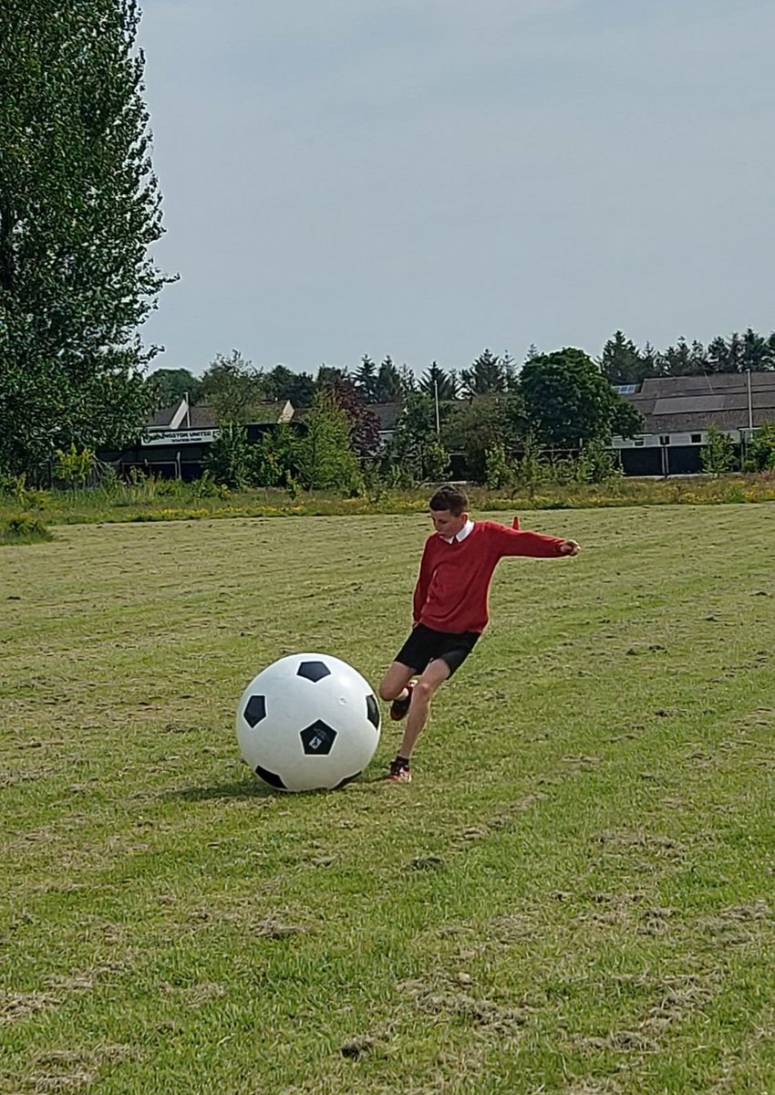 P6 use the fun big ball while the P7s are at the High School.