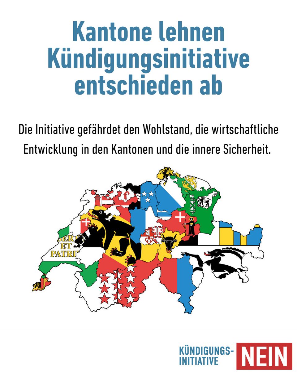 kuendigung_nein's tweet image. ❌ Kantone lehnen Kündigungsinitiative entschieden ab
Die Kantone sagen klar Nein zur radikalen Kündigungsinitiative der SVP.
Denn die Initiative gefährdet:
🔹 unseren Wohlstand und die wirtschaftliche Entwicklung in den Kantonen
🔹 die Versorgung mit dringend benötigten…