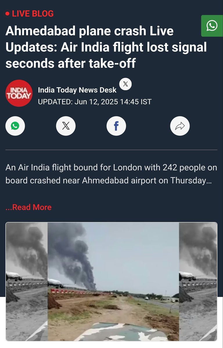 Air India AI171 dengan Boeing 787-8 jatuh sesaat setelah take-off menuju LGW 🥀🥀