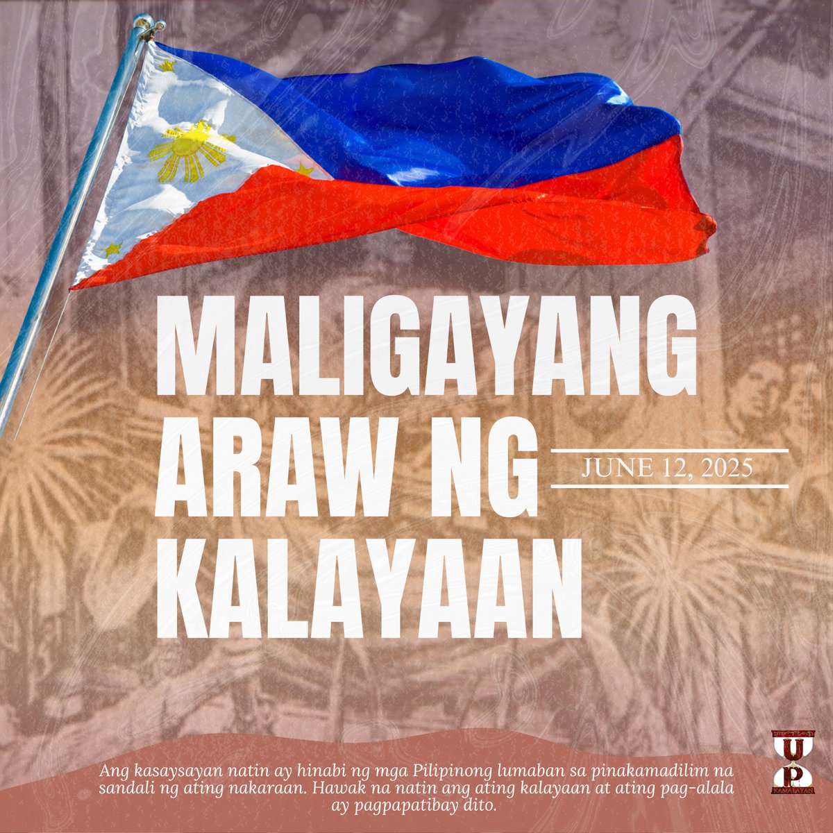 UPKamalayan's tweet photo. OPISYAL NA PAHAYAG AT MENSAHE NG UP KALIPUNAN NG MGA MAG-AARAL SA KASAYSAYAN SA IKA-127 NA PAGDIRIWANG NG ARAW NG KALAYAAN | 12 JUNE 2025 https://t.co/afG7q9wWyi
