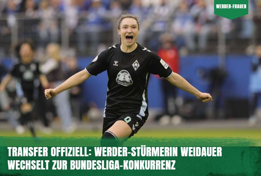 DeichStube's tweet photo. Schon länger steht fest, dass sie die #Werderfrauen verlässt. Jetzt ist offiziell, wohin es Sophie #Weidauer zieht: Die Stürmerin wechselt zu #Bundesliga-Konkurrent #FCUnion Berlin. Alle Infos.👉https://t.co/Yt83zkBQGe
#werder https://t.co/FuyRV10n3W