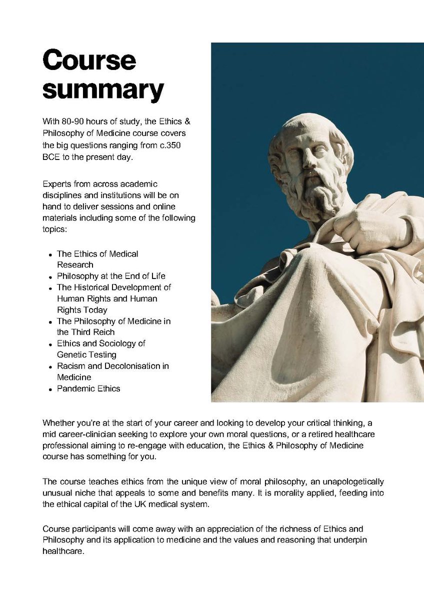 ApothecariesLDN's tweet photo. Are you interested in the Ethics &amp; Philosophy of Medicine Course? Still making up your mind? Why not join us for our online open day Fri 13th June 3-4pm BST, via Zoom.  This is a chance to meet Pete, Course Dir. &amp; Matt, Training Manager - Email academictraining@apothecaries.org https://t.co/Y533Orqe6v
