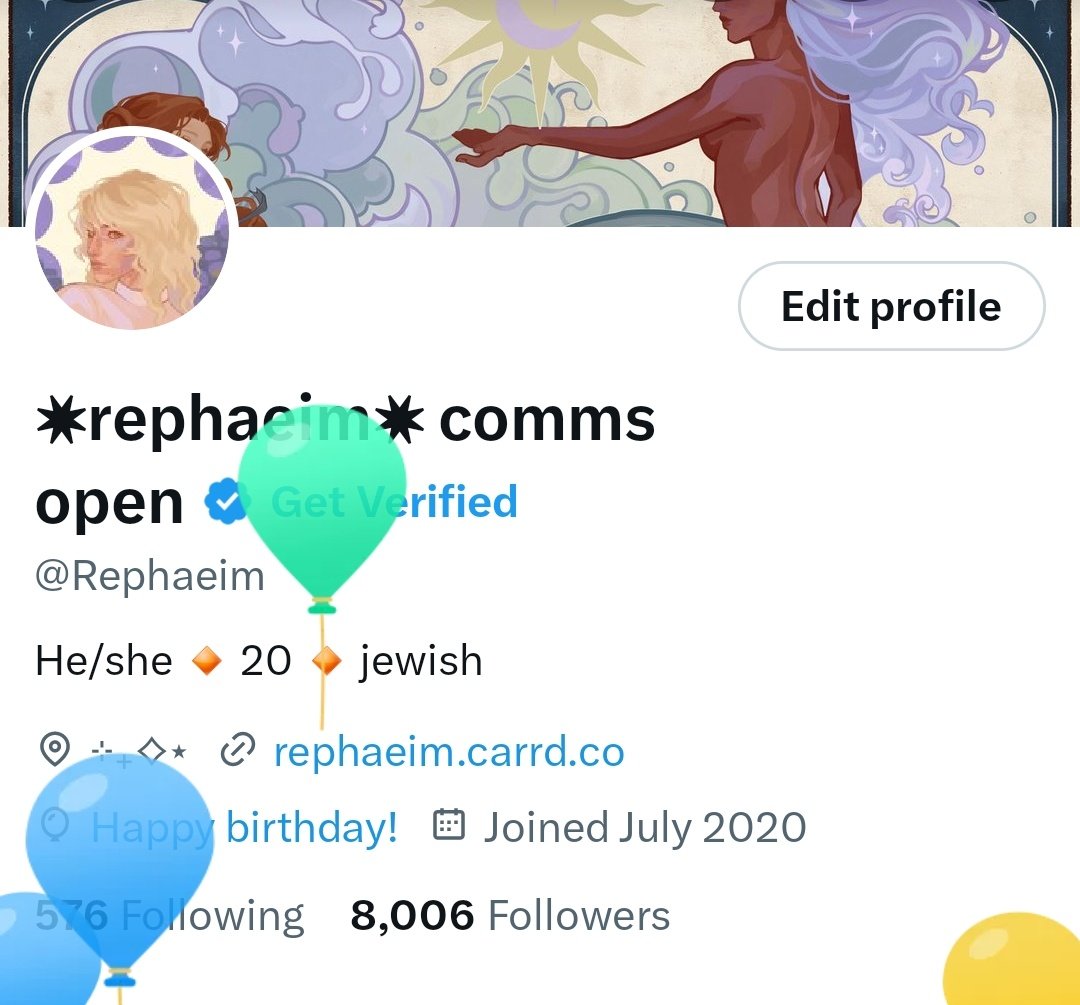 Rephaeim's tweet image. Balloon day but also I woke up to 8k followers lol
Thank you so so much!! 🥹💕🎉
Planning to do a DTIYS to celebrate 👀