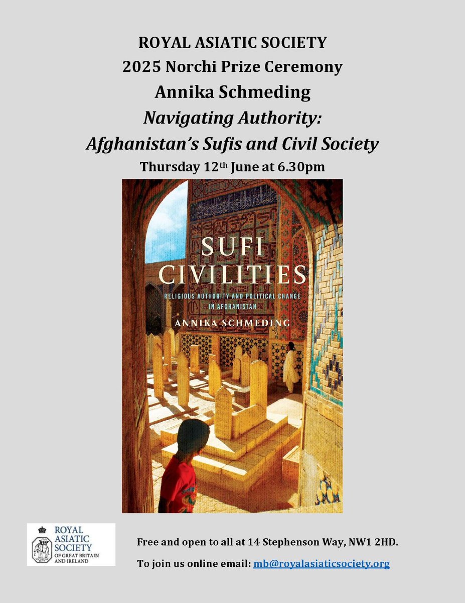 AnnikaAneko's tweet image. I look forward to today‘s talk at the @RAS_Soc in #London celebrating the Norchi Prize for my book “Sufi Civilities”. It’s free, so please join us in person or online! @stanfordpress