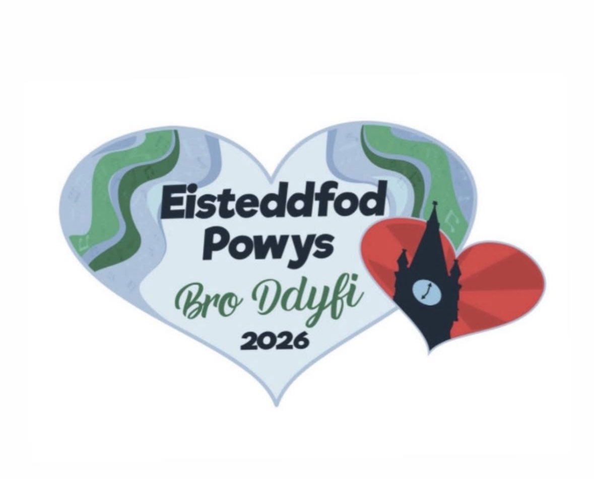 Dyma logo swyddogol Eisteddfod Powys Bro Ddyfi 2026!
Daeth y dyluniad unigryw hwn yn fuddugol yng nghystadleuaeth celf i ysgolion cynradd lleol.