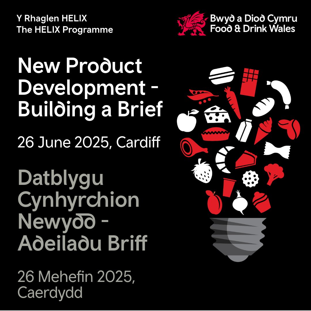 Er mwyn datblygu a lansio cynhyrchion bwyd a diod newydd llwyddiannus, mae angen ichi ddechrau gyda briff datblygu cynhyrchion newydd cynhwysfawr. Cofrestrwch ar gyfer ein Gweithdy Adeiladu Briff a darganfod sut i wneud. 
🔗-zero2five.org.uk/cy/training-an…