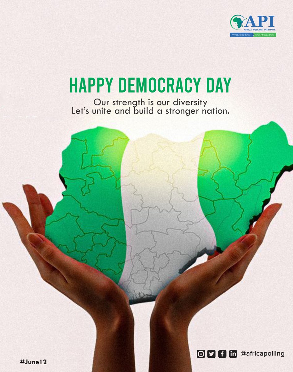 Celebrating Democracy Day in Nigeria.

June 12th reminds us of the power of democracy and the importance of civic engagement. 

Let's continue to strive for a better, more inclusive Nigeria.

 #DemocracyDay #June12 #Nigeria