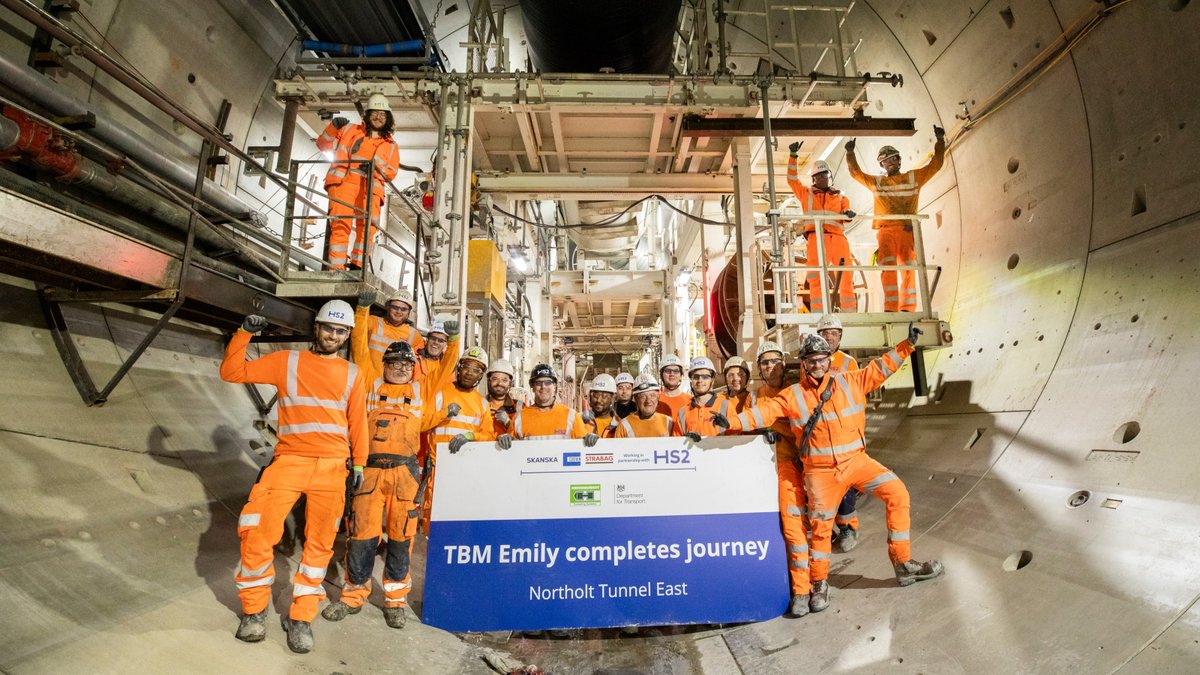 Our TBM Emily has completed its 3.4-mile journey beneath London, becoming the third of four machines to finish excavating the Northolt Tunnel ✔️

The team has removed 775,000 tonnes of London Clay and installed over 17,500 tunnel segments since February 2024.

👉: