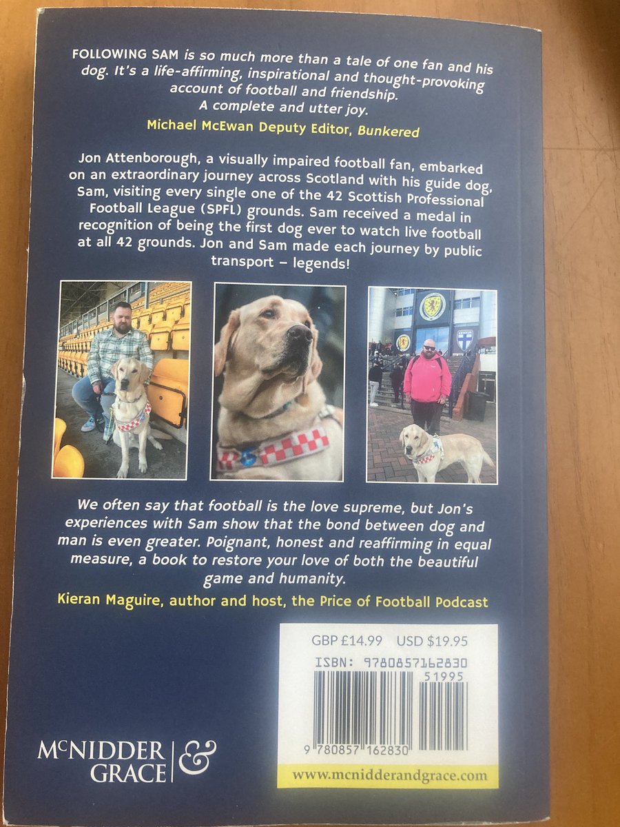 Galafoxes's tweet photo. Outstanding book by Jon Attenborough about visiting the 42 Scottish Football grounds and his trips to them with his devoted guide dog Sam - well worth a read 👍 @JonAttenborough https://t.co/pBSHmnZtUD
