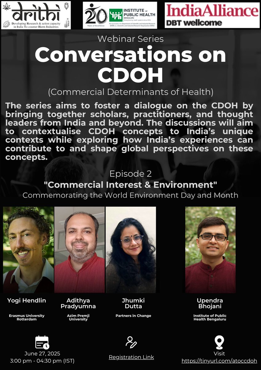 Join the <a href="/IPHDrithi/">DRITHI</a> team for the second episode of their webinar series, "Conversations on CDOH" that brings together scholars, practitioners and thinkers from India and beyond for meaningful and reflective dialogue on the Commercial Determinants of Health (CDOH). 

🎙️ Episode 2: