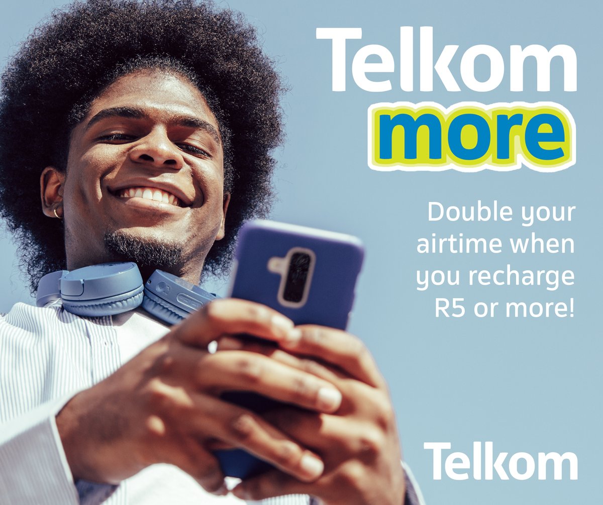 Why settle for less when you can DOUBLE your airtime? Recharge with just R5 or more and watch your calls, data, SMSs, and MMSs go twice as far! Don’t miss out on this amazing offer! Get connected &amp; enjoy more of what you love. #TelkomMore