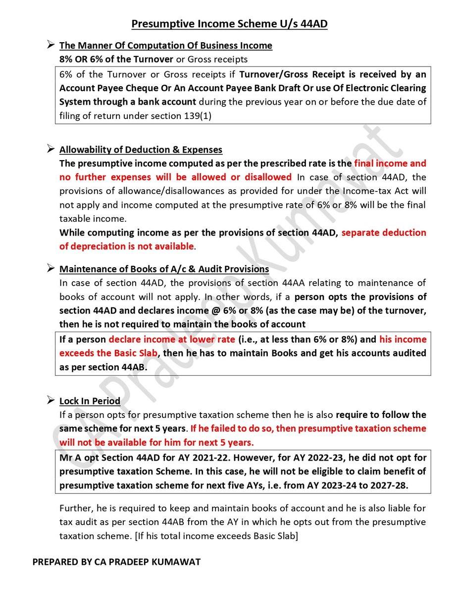 CA Pradeep Kumawat (@capradeepkumaw1) on Twitter photo Presumptive Income U/s 44AD
Condition, Eligibility, Limits and Changes for A.Y. 2025-26
<a href="/TaxationUpdates/">Taxation Updates (CA Mayur J Sondagar)</a> <a href="/CAclubindia/">CAclubindia</a> <a href="/taxguru_in/">Tax Guru</a> Presumptive Income U/s 44AD
Condition, Eligibility, Limits and Changes for A.Y. 2025-26
<a href="/TaxationUpdates/">Taxation Updates (CA Mayur J Sondagar)</a> <a href="/CAclubindia/">CAclubindia</a> <a href="/taxguru_in/">Tax Guru</a>