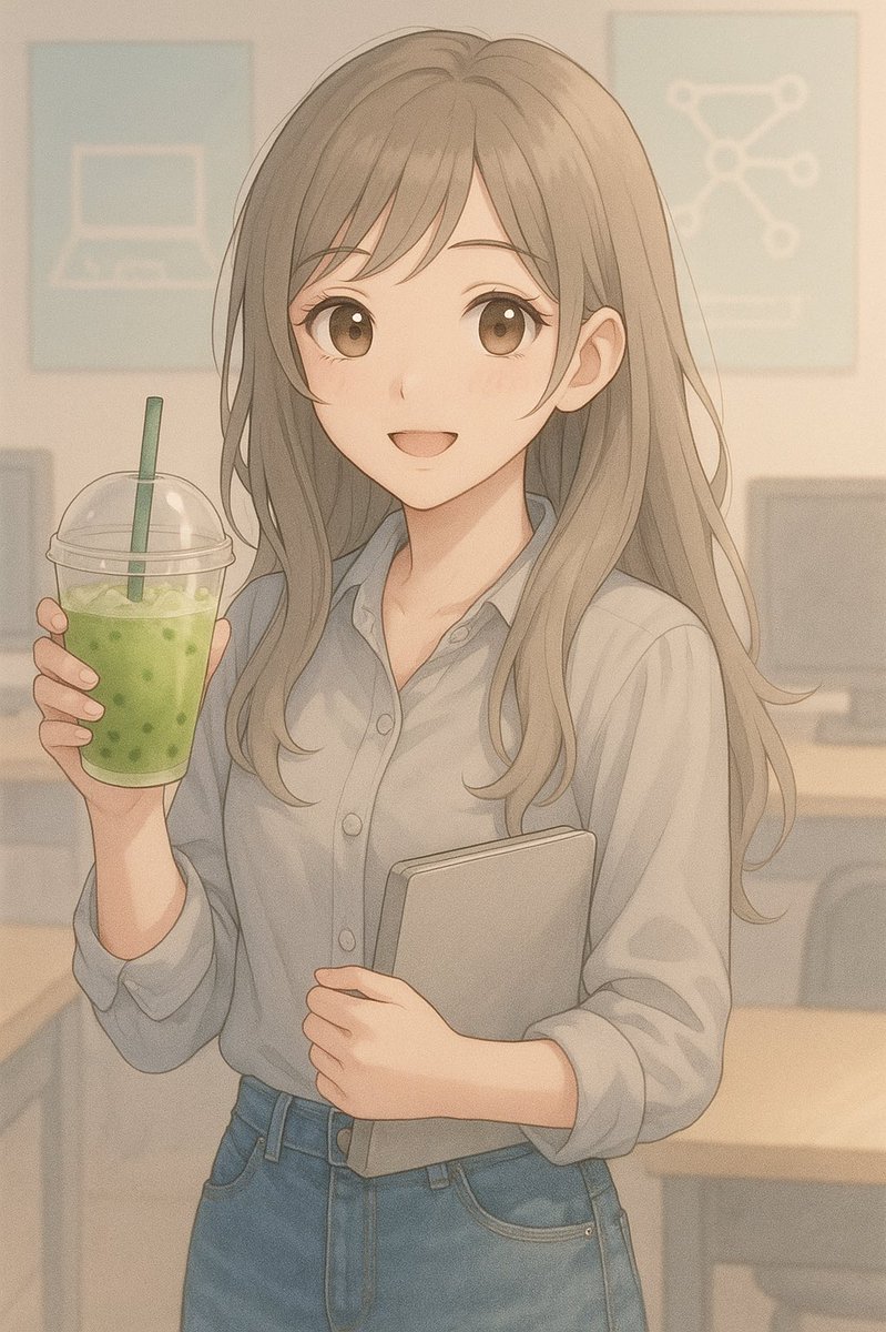 خليت شات gpt  يرسمني و عجبتني الرسمه اهم مافي الرسمه كوب الماتشا 🍵