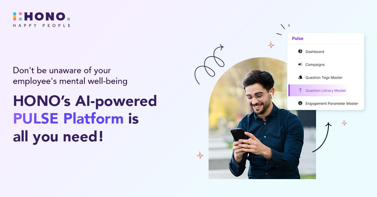 It is extremely important to know how your employees feel about your organization!   

While not everyone can be in conversation regularly, HONO brings in smart one click Pulse Survey.

Learn More eu1.hubs.ly/H0kXMmk0  

#Pulse #plusesurvey #employeewellbeing