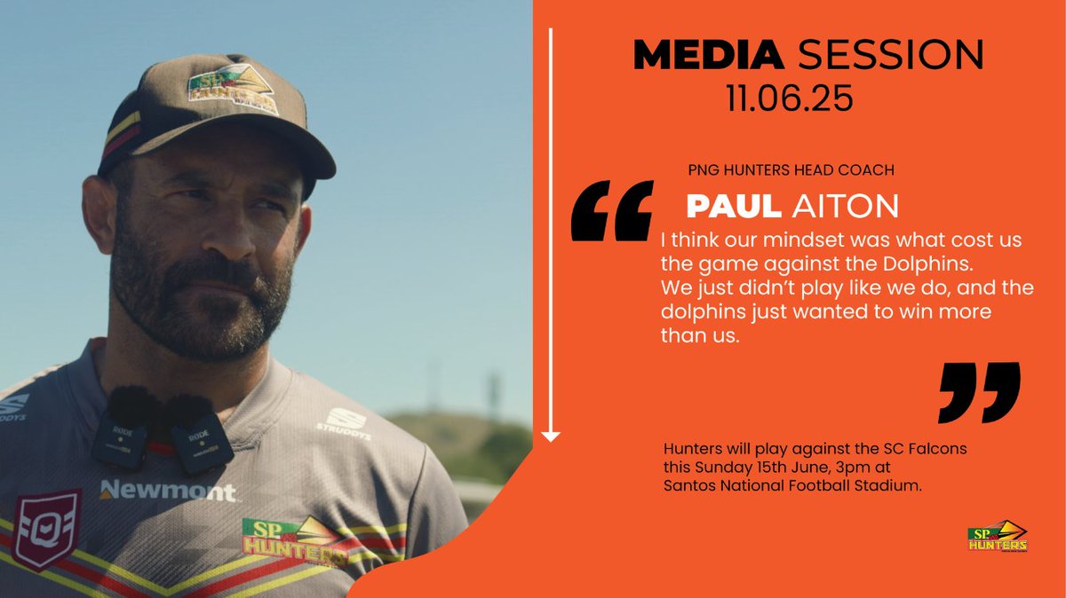 Media Session | Paul Aiton | 11.06.24
"I think our mindset was what cost us
the game against the Dolphins.

We just didn’t play like we do, and the
dolphins just wanted to win more
than us."
youtu.be/tNDaOhLK7_g