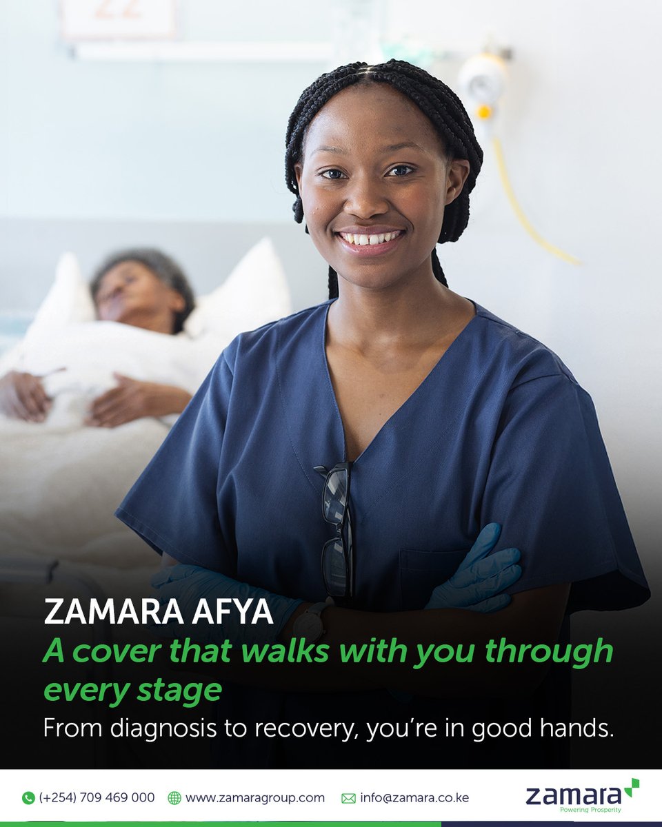 Your health journey, simplified! Whether it’s a clinic visit, lab tests, or medication, Zamara Afya has you covered. Get affordable medical insurance that gives you access to trusted hospitals and doctors across Kenya. 🏥👨‍⚕

Talk to a financial advisor today.
Call 0709 469 000