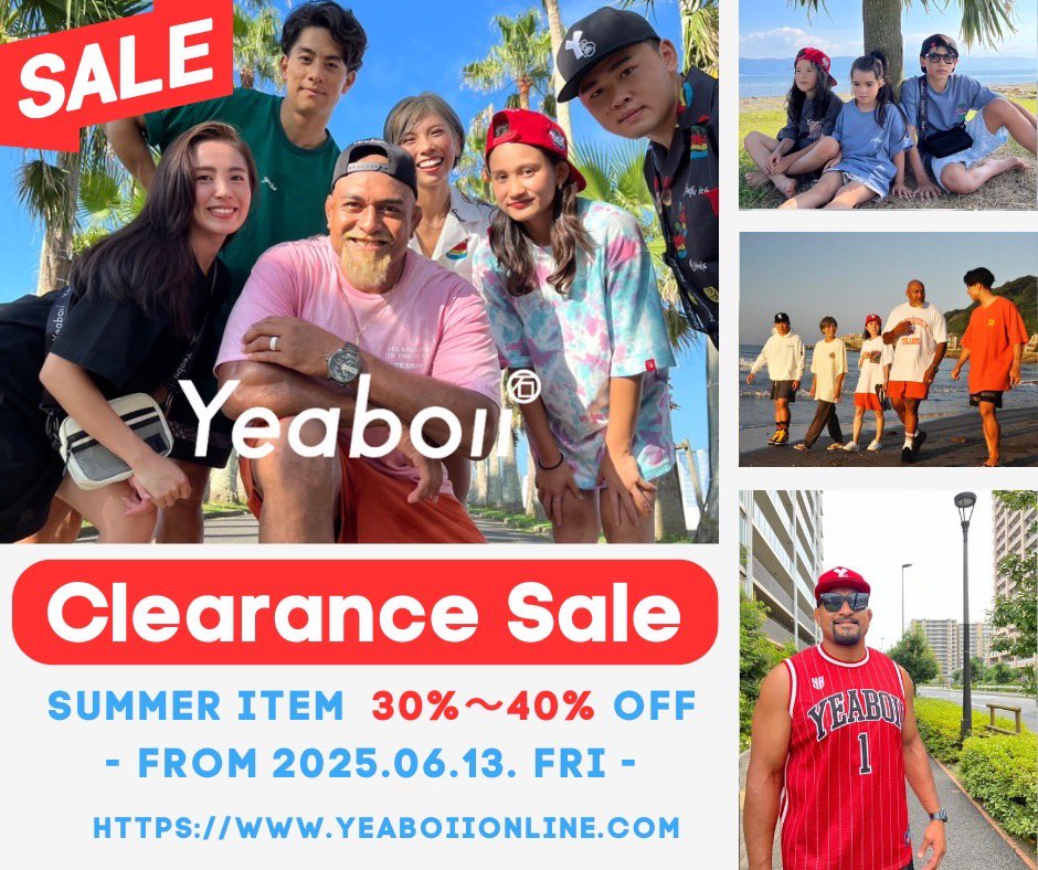 yeaboii_apparel's tweet image. 🌴 クリアランスセール開催‼️ -大感謝祭- 🌴
日頃よりお世話になっております皆様へ感謝の気持ちを込めて、クリアランスセールを開催します‼️✨
⭐️SUMMER Item 30%〜40% off⭐️
⭐️Winter Item 50% off⭐️
🌴開催日時🌴
2025/06/13(金)21:00〜
🌴販売場所🌴
YEABOII ONLINE SHOP
#YEABOII