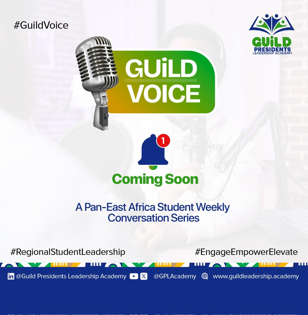 Guild Presidents Leadership Academy (@gplacademy) on Twitter photo 1/3:
🟡 ANNOUNCEMENT:
LAUNCHING “#GUILDVOICE” – A Pan-East Africa Student Weekly Conversation Series 🎙️
We are pleased to introduce “GUILD VOICE” a platform designed to foster weekly regional conversations among student leaders across East Africa.
#RegionalStudentLeadership 1/3:
🟡 ANNOUNCEMENT:
LAUNCHING “#GUILDVOICE” – A Pan-East Africa Student Weekly Conversation Series 🎙️
We are pleased to introduce “GUILD VOICE” a platform designed to foster weekly regional conversations among student leaders across East Africa.
#RegionalStudentLeadership