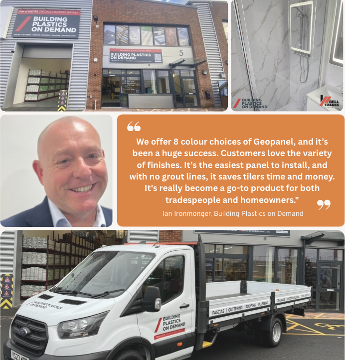 Ian Ironmonger, founder of Building Plastics On Demand, shares how GeoPanel wall panels have become a customer favourite. Installations like this one from Bell Trades show off the seamless finish and on-trend style that keeps customers coming back bit.ly/4jDVvH4