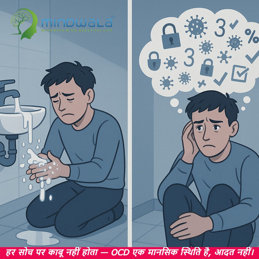 Mindwala_'s tweet photo. बार-बार हाथ धोना, चीज़ों को बार-बार चेक करना या कोई एक ही ख्याल दिमाग़ में बार-बार आना — यह सिर्फ आदत नहीं, OCD हो सकता है।
OCD एक मानसिक स्थिति है जिसमें व्यक्ति बार-बार अनचाहे विचारों (obsessions) से परेशान होता है और इन्हें कम करने के लिए दोहराव वाली हरकतें करता है। https://t.co/liOnejfjjg