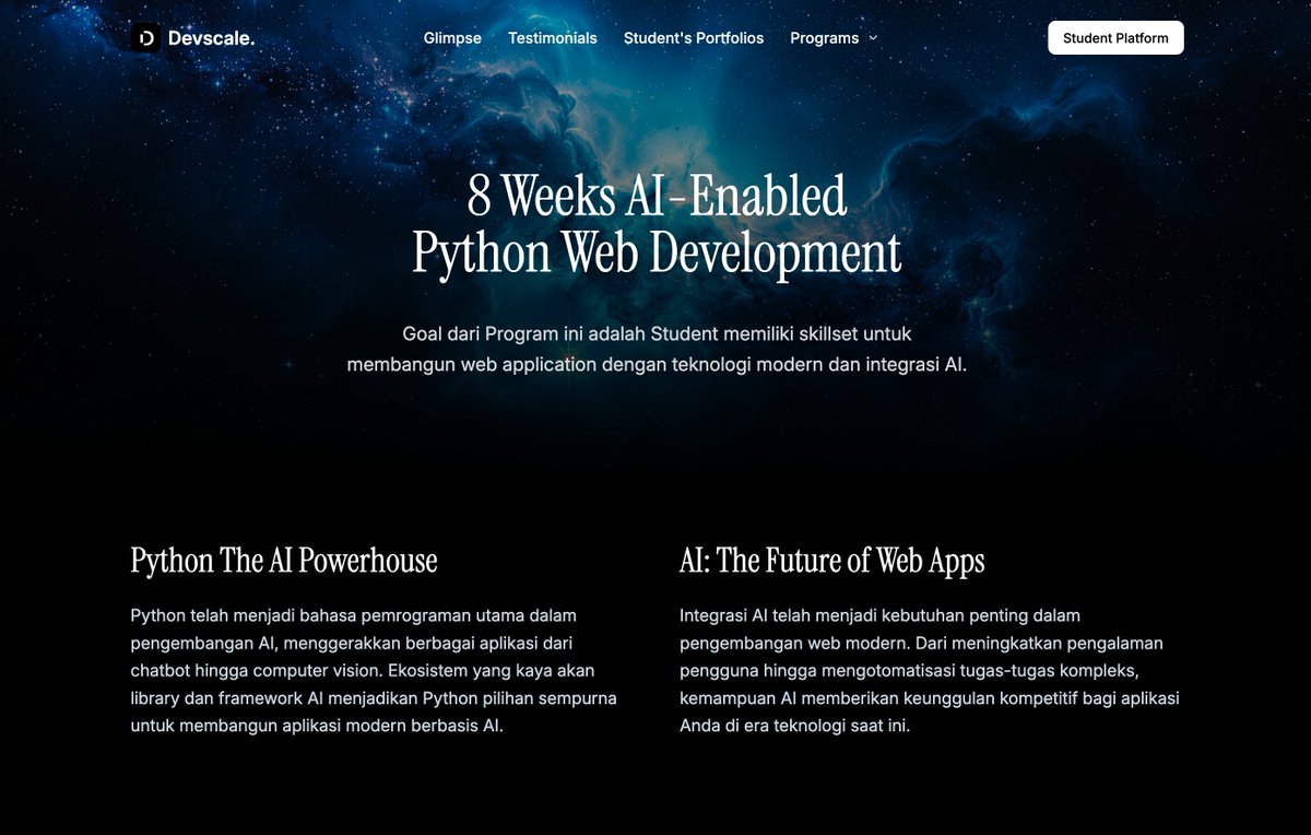 Insyaallah minggu ini.
Pendaftaran program AI-Enabled Python WebDev akan dibuka. Stay tune. 🥳🥳
