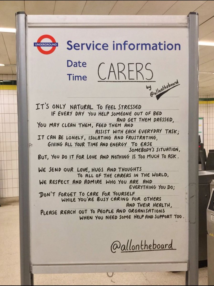 So lovely to see this on the morning commute 💙

If you are caring and need some support, please reach out to one of our 130 carer centres for support, respite, wellbeing advice and more. 

Find your nearest centre: carers.org/help-for-carer…

#CarersWeek