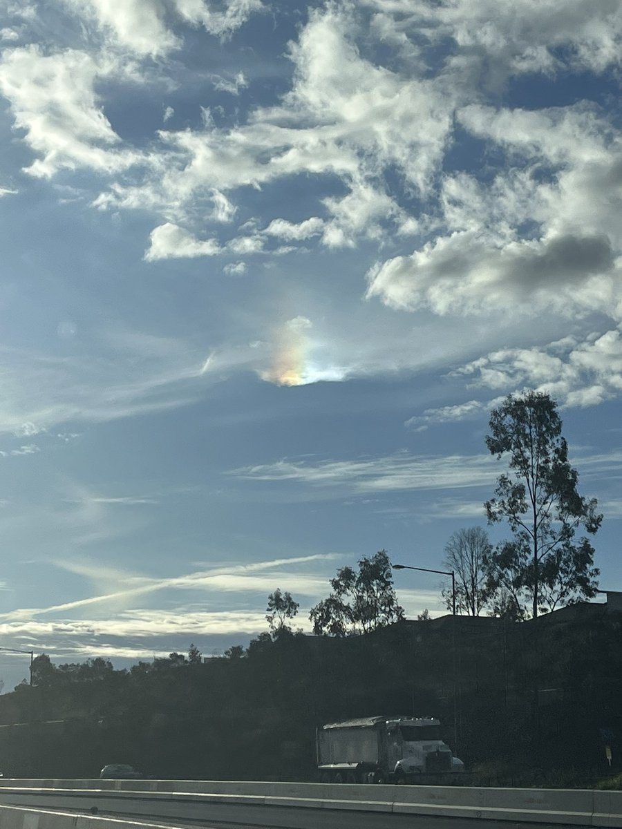 Rainbow 🌈 (part of) in the middle of the sky, nowhere near rain. Random things…