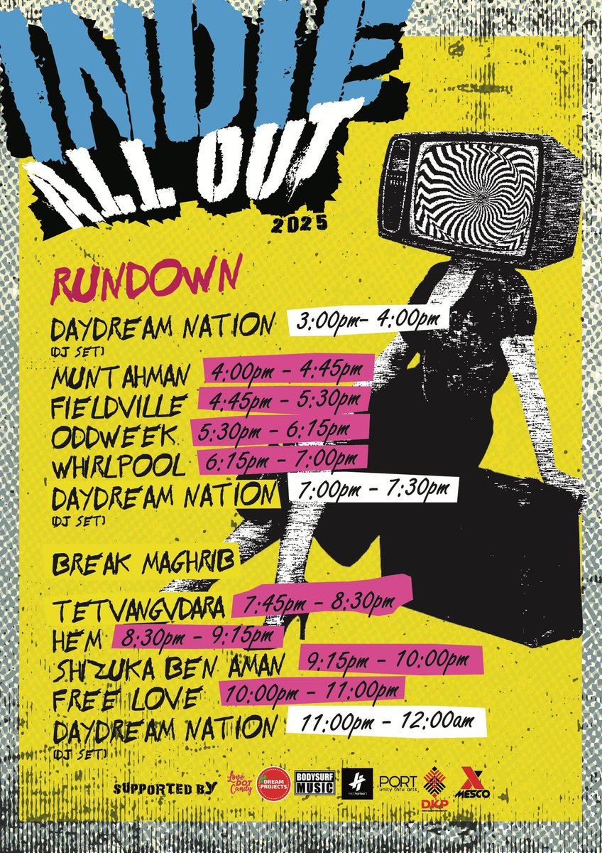 Pesan khidmat masyarakat, jadual buat yang ke Ipoh, Sabtu ini.

Untok menikmati indie sebenar, inilah majlisnya.