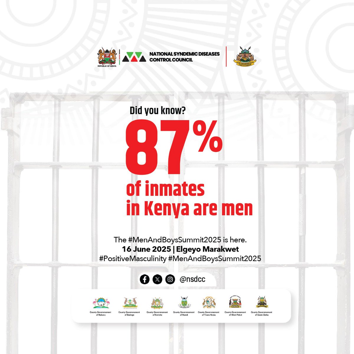 nsdcc_kenya's tweet photo. Did you know?

87% of inmates in Kenya are men. Let’s invest in preventive strategies that address the root causes, including education, mental health, and substance abuse.  It’s time to break the cycle.#menandboyssummit2025 #EndAIDSby2030 https://t.co/SnB8n9pHcL