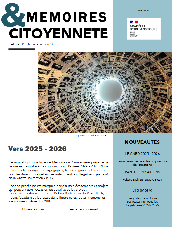 [Mémoire] La lettre Mémoire et Citoyenneté n°7 est disponible sur le site académique
pedagogie.ac-orleans-tours.fr/spip.php?artic…