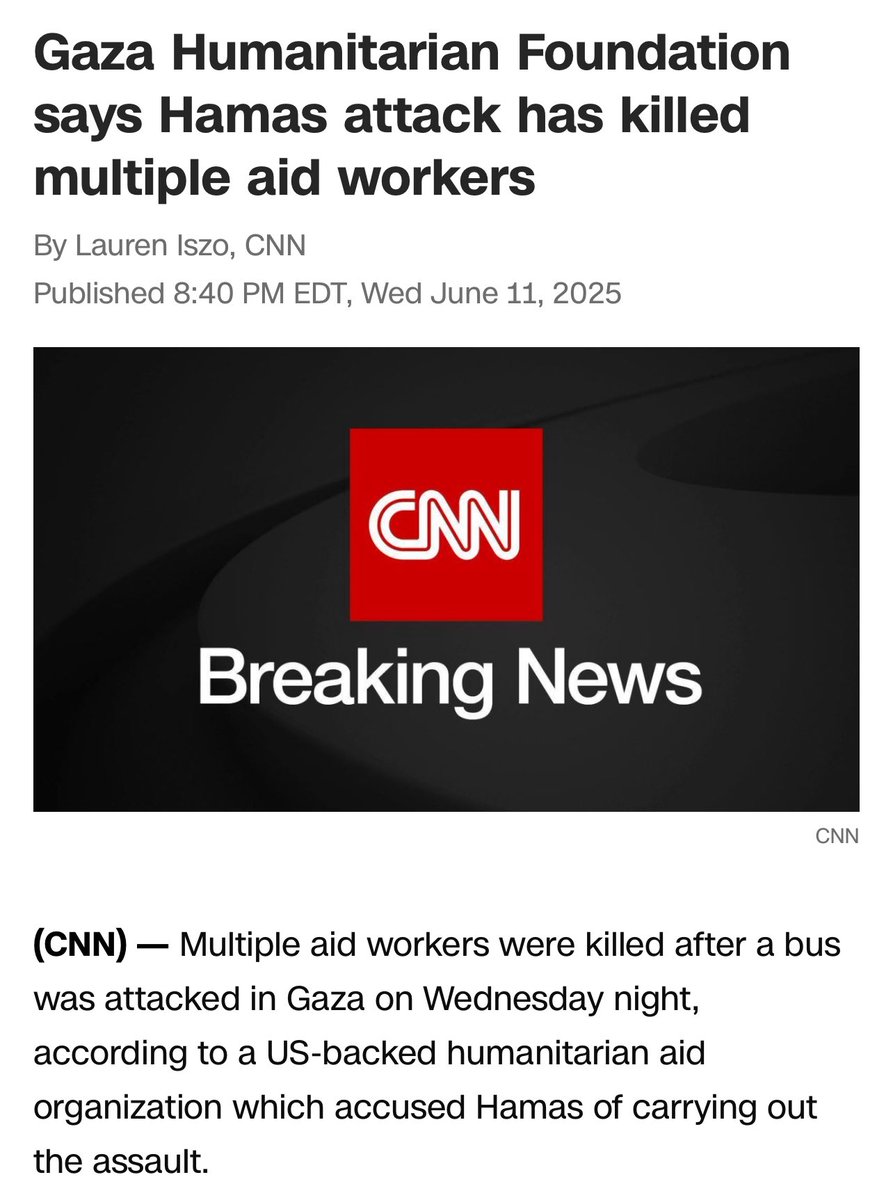 After threats, lies, and disruption, they turned to cold-blooded murder: 

Last night Hamas brutally killed at least 5 Gaza Humanitarian Foundation (GHF) aid workers, en route to a distribution center to deliver today’s essential aid. 

They showed no mercy.

Hamas is weaponizing