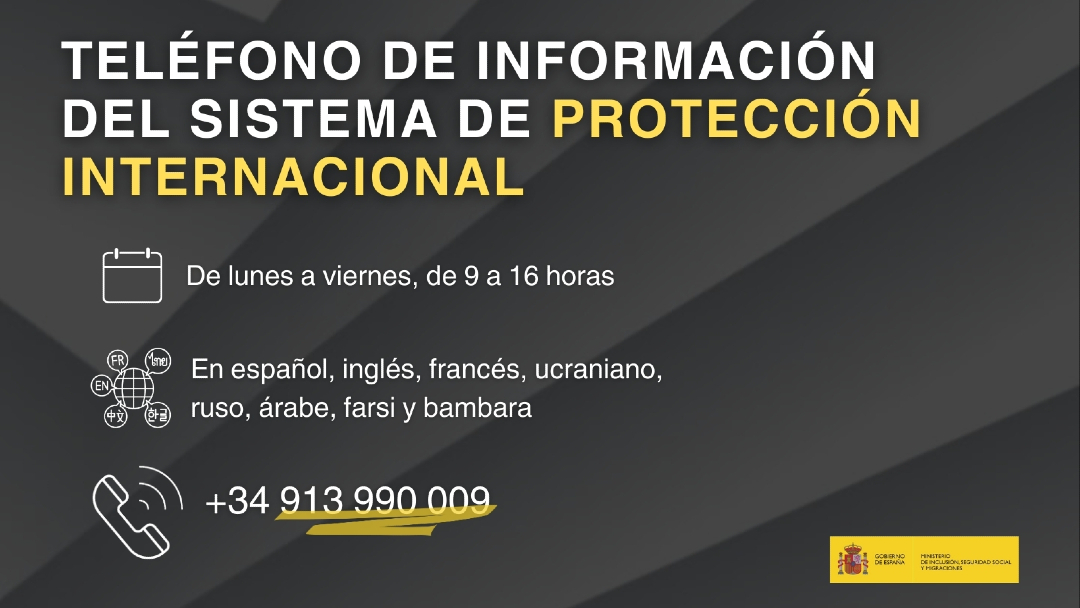 🏘️ Si necesitas información sobre el sistema de acogida de protección internacional, esta información te interesa:

📞 En el teléfono: +34 913 990 009 puedes consultar tus dudas.

🗓️ De lunes a viernes, de 9h a 16h ⏰

🗣️ Atención en 8 idiomas 👇