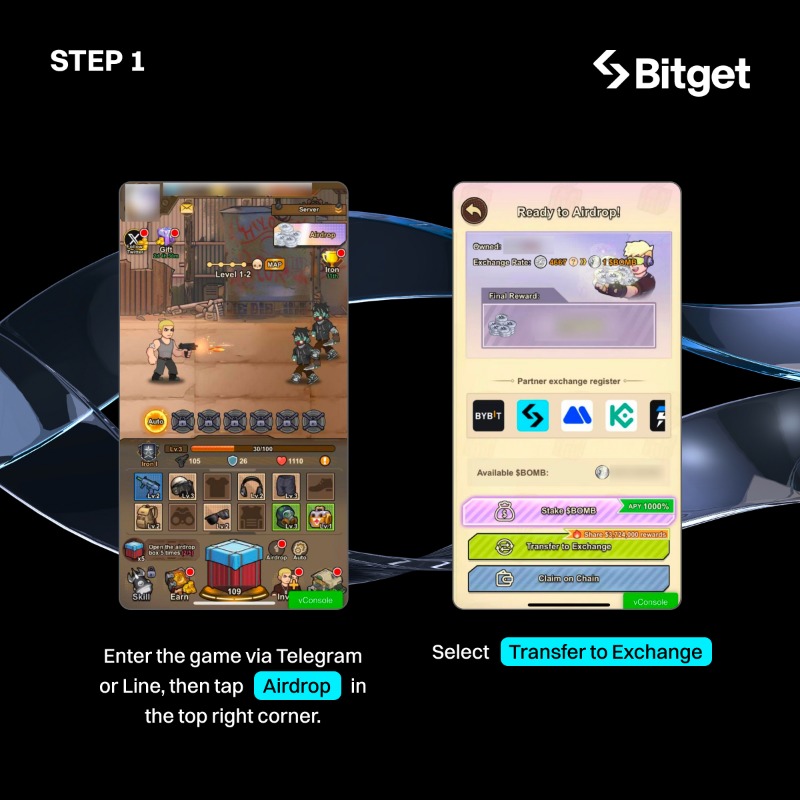 bitget's tweet photo. How to deposit $BOMB @Bombie_xyz to #Bitget with 0⃣ gas fee &amp; share $533,333 BOMB?

1️⃣ Open Bombie bot
2️⃣ Tap "Airdrop" → choose Bitget
3️⃣ Enter UID &amp; deposit address at 10AM (UTC) today!

💰 Follow us &amp; deposit to earn $10–$200 BOMB from a $533,333 $BOMB prize pool — FCFS!