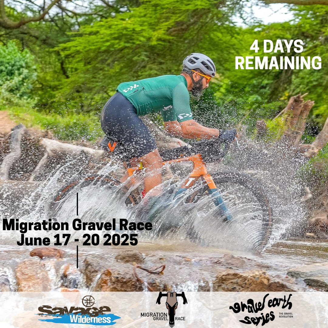 The countdown is heating up! The Migration Gravel Race kicks off in just FOUR days – are you ready?
🌍 Powered by @savagewilderness, @migrationgravelrace &amp; @gravelearthseries  this is more than a race. It’s a journey.
#migrationgravelrace #4DaysToGo #SavageWilderness #cycling