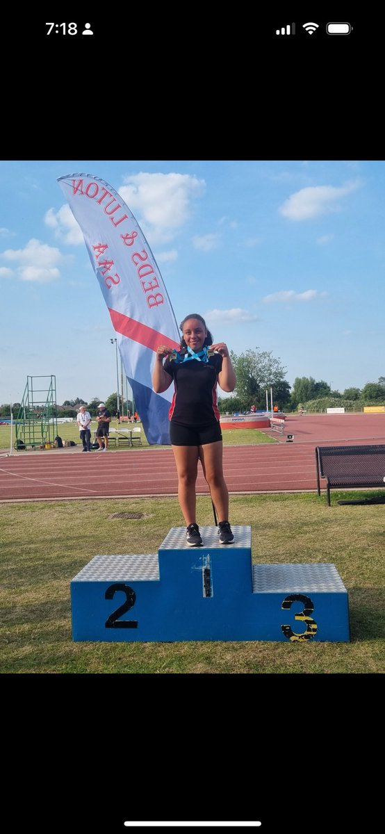 Well done to Mia F, Kirstie M &amp; Charlie E for representing the North beds schools athletics team at last nights county school competition. Mia won the discus and hammer setting a championships best in the hammer, before coming 5th in the 100m and winning the girls 4x100 relay.