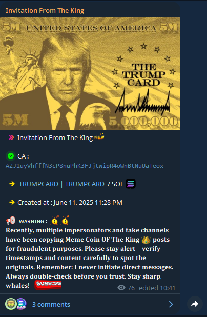 X_CryptoF's tweet photo. UPDATE  /SOL    -  $TRUMPCARD

💊CA : AZJ1uyVhfffN3cP8nuPhK3FJjtwipR4oWnBtNuUaTeox

  🐳HIT 4.7K 📊 16.4M 🌈

  🔊 WIN :  3447X  ✅

Link to join private channel : https://t.co/m9IFj9QEiw

DM ADMIN :  https://t.co/woEF0igoLP 

 #memecoin #btc #TRUMPCARD
 #SOL #Phanes #Rick #CryptoNews #Solana