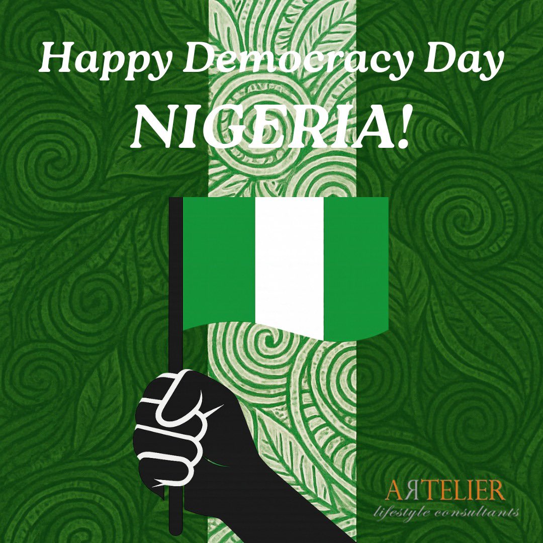 ArtelierStyle's tweet photo. Wishing all Nigerians a joyous Democracy Day! May the nation's rich heritage and resilience continue to inspire greatness! https://t.co/3blyRVfhy7