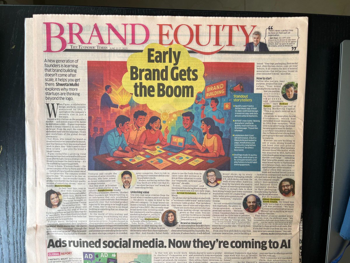 Happy to have contributed 2 cents to a conversation around early stage startups and brand building that was long overdue. And look Ma i'm in the papers! :). <a href="/early_partners/">Early</a> <a href="/ETBrandEquity/">ET Brand Equity</a> <a href="/TalentedAgency/">Talented</a> 

 - …ndequity.economictimes.indiatimes.com/news/marketing…
