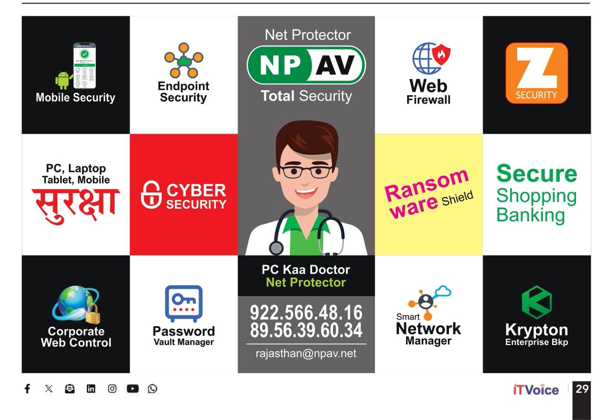 itvoice's tweet image. 🔐 Total Protection with NPAV 🔐
 Secure your PC, mobile, and business from:
 ✅ Ransomware
 ✅ Web Threats
 ✅ Data Theft
 ✅ Network Risks

Your all-in-one cyber doctor!

#NPAV #CyberSecurity #RansomwareProtection #SecureBanking #MobileSecurity #ITVoice #PC Doctor