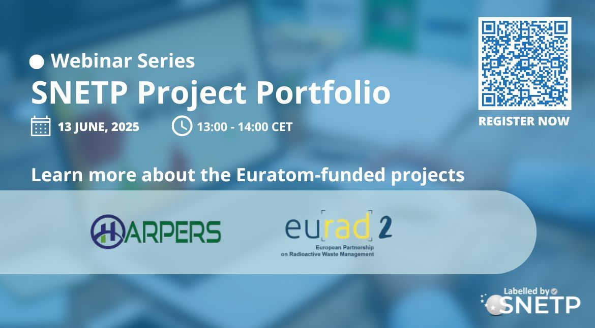 ⏳ Last chance to register!

Join us tomorrow, 13 June, at 13:00 CET, to explore how two #Euratom-funded projects like <a href="/Harpers_Euratom/">HARPERS EURATOM</a> &amp; <a href="/EJP_EURAD/">EURAD-2</a> are advancing radioactive waste management.
🔗 Sign up now! buff.ly/SuVZiZ6 

#SNETPPortfolio #Webinar