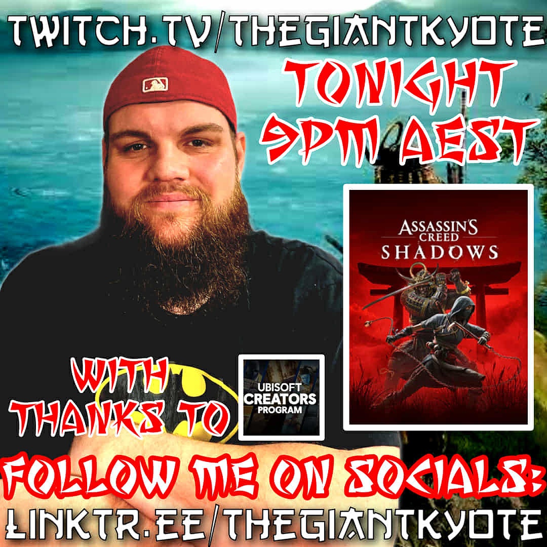 TheGiantKyote's tweet image. Who’s ready to smile tonight??? Come and vibe we me all night long #twitch #AssassinsCreedShadows
